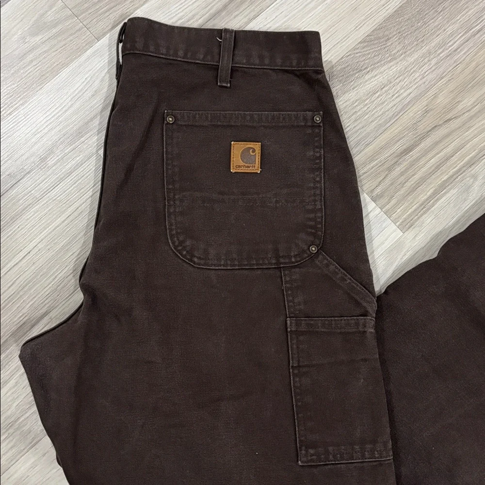 Carhartt Double Knee Canvas Work Distressed Pants Size 36x30 
Made In USA B136 - Picture 7 of 10